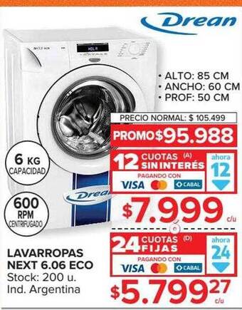 Carrefour Lavarropas Next 6.06 Eco Drean oferta
