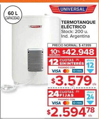Carrefour Termotanque Eléctrico Universal oferta