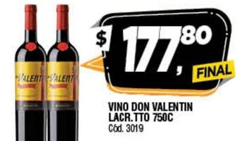 Supermercados Yaguar Vino Don Valentin Lacr. TTO 750c oferta