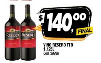 Supermercados Yaguar Vino Resero TTO 1,125L oferta
