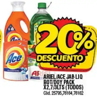 Supermercados Yaguar Ariel/Ace Jab liq Bot/Doy Pack x 2,7/3lts oferta