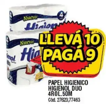 Supermercados Yaguar Papel Higienico Higienol Duo 4 Rol. 50m oferta