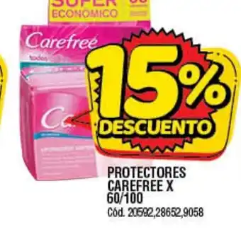 Supermercados Yaguar Carefree Protectores x 60/100 oferta