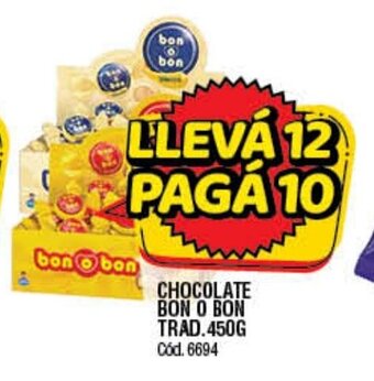Supermercados Yaguar Chocolate Bon o Bon Trad. 450g oferta