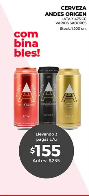 Supermercados Tadicor Andes Origen Cerveza Lata x 473 cc oferta