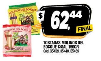 Supermercados Yaguar Tostadas Molinos Del Bosque C/Sal 150gr oferta