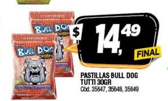 Supermercados Yaguar Pastillas Bull Dog Tutti 30gr oferta