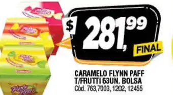 Supermercados Yaguar Caramelo Flynn Paff T/Frutti 63 un Bolsa oferta