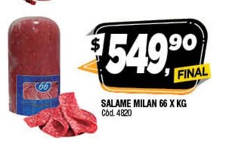 Supermercados Yaguar Salame Milan 66 x kg oferta