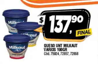 Supermercados Yaguar Queso Unt Milkaut Varios 190gr oferta
