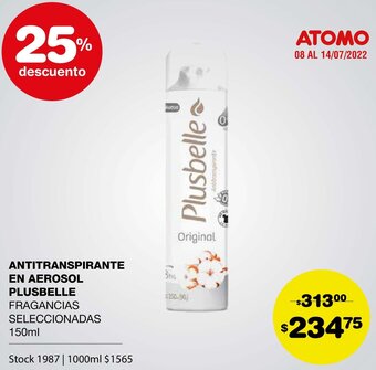 Atomo Conviene Plusbelle Antitranspirante En Aerosol 150 ml oferta