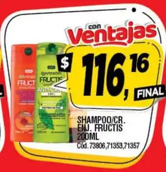 Supermercados Yaguar Shampoo/Cr Enj.Fructis 200ml oferta