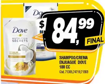 Supermercados Yaguar Dove Shampoo/Crema Enjuague 180cc oferta