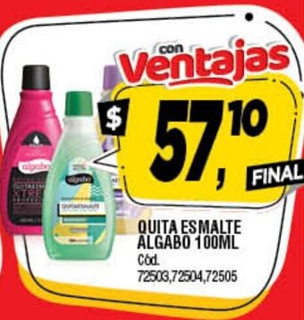 Supermercados Yaguar Quita Esmalte Algabo 100ml oferta