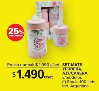 Carrefour Set Mate Yerbera Azucarera 25% Descuento oferta