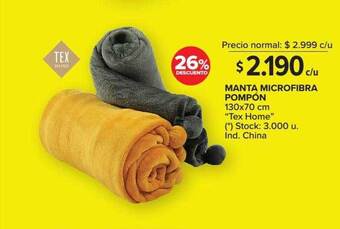 Carrefour Manta Microfibra Pompón oferta