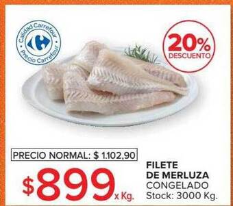 Carrefour Filete De Merluza Congelado 20% Descuento oferta