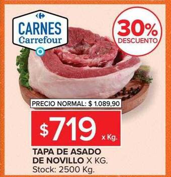 Carrefour Tapa De Asado De Novillo 30% Descuento oferta