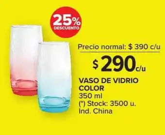 Carrefour Vaso De Vidrio Color 25% Descuento oferta