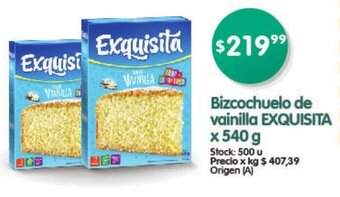 Supermercados Buenos Días Exquisita Bizcochuelo de Vainilla x 540 g oferta