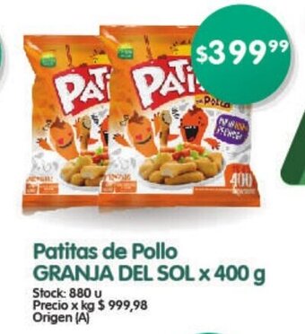 Supermercados Buenos Días Granja Del Sol Patitas de Pollo x 400 g oferta