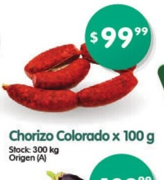 Supermercados Buenos Días Chorizo Colorado x 100 g oferta