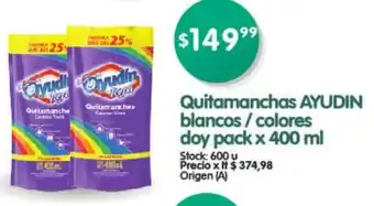 Supermercados Buenos Días Ayudin Quitamanchas blancos/colores doy pack x 400 ml oferta