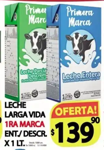 Supermercados Caracol Primera Marca Leche Larga Vida Ent./Descr. x 1 lt. oferta