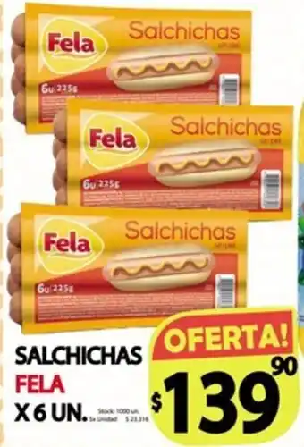 Supermercados Caracol Fela Salchichas x 6 un. oferta