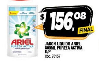 Supermercados Yaguar Ariel Jabon Liquido 800ml Pureza Activa D/P oferta
