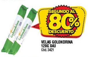Supermercados Yaguar Velas Golondrina 120g x 4u oferta