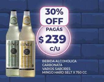 Supermercados Toledo Bebida alcoholica carbonata varios sabores mingo hard selt oferta
