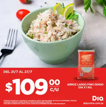 Supermercados DIA Dia Arroz Largo Fino 00000 x 1 kg oferta