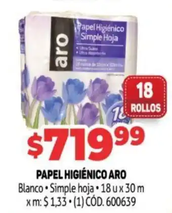 Makro Aro Papel Higiénico Blanco Simple hoja 18 u x 30 m 18 rollos oferta