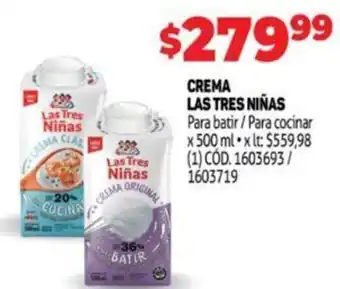Makro Las Tres Niñas Crema Para batir/Para cocinar x 500 ml oferta