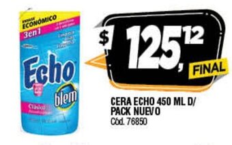 Supermercados Yaguar Echo Cera 450ml D/Pack Nuevo oferta