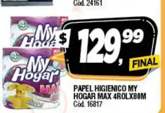 Supermercados Yaguar Papel Higienico My Hogar Max 4 Rolx 80m oferta