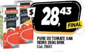 Supermercados Yaguar San Remo Pure De Tomate 260g Brik oferta