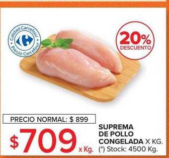 Carrefour Market Suprema de pollo congelada 20% descuento oferta