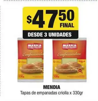 Maxi Ofertas Mendia Tapas De Empanadas Criolla x 330gr oferta
