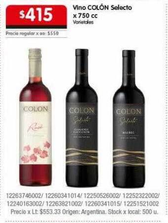 Disco Vino colón selecto oferta