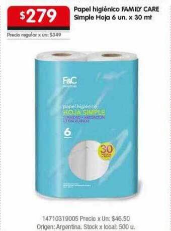 Disco Papel higiénico family care simple hoja oferta