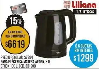 Coto Liliana Pava Eléctrica Matera AP 165 oferta