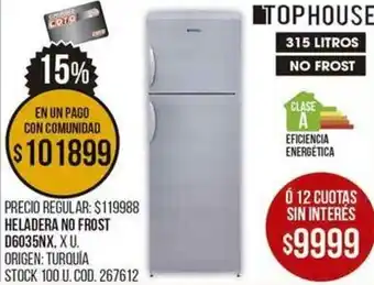 Coto Top House Heladera No Frost D6035NX oferta