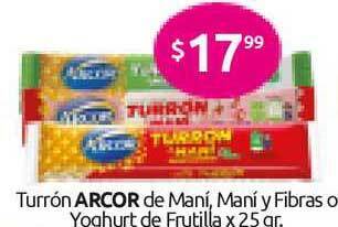 Cordiez Turrón Arcor De Maní Maní Y Fibras O Yoghurt De Frutilla x 25gr oferta