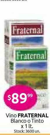 Cordiez Vino Fraternal Blanco O Tinto x 1lt oferta