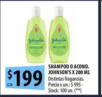 Punto Mayorista Shampoo O Acond. Johnson's x 200ml oferta