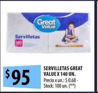Punto Mayorista Servilletas Great Value x 140un oferta