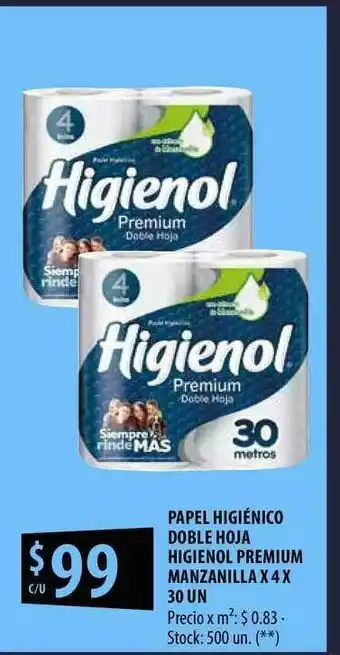 Punto Mayorista Papel Higiénico Doble Hoja Higienol Premium Manzanilla oferta