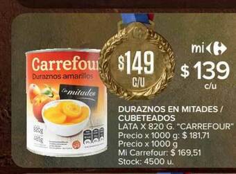 Carrefour Market Duraznos En Mitades Cubeteados oferta